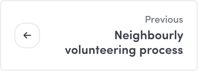 A back button linking to the Neighbourly volunteering process page
